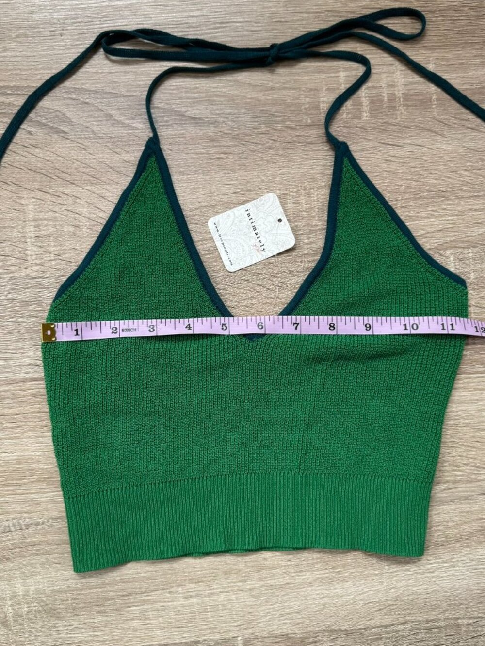 NWT Free People Knit Halter Top Green Contrast XS - Picture 5 of 12
